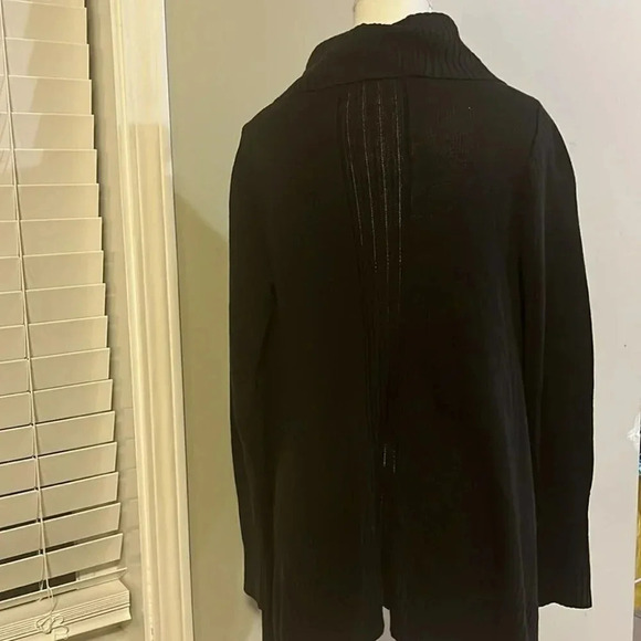 [S]Vintage Talula Babaton Linen/ Silk Blend Knit Black Open Shawl Cardigan-NWOT - Picture 5 of 9